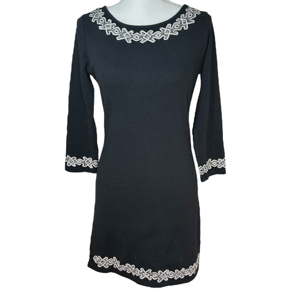 Free People Black Cut-Out Back Mini Dress White Embroidered Lace Dress‎ Medium
